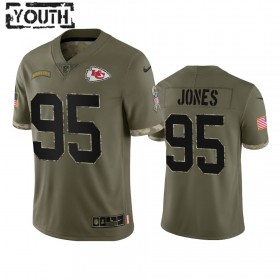 Tröjor Kansas City Chiefs Chris Jones 95 Olive 2022 Salute To Service - Barn